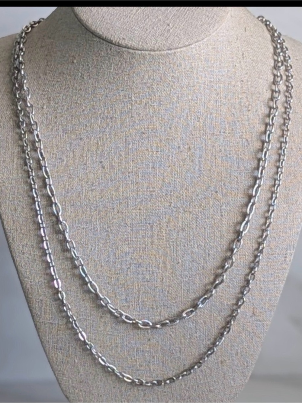 204 Sarah Coventry Two-Strand Silver-Tone Chain Necklace